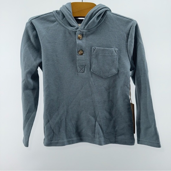 Stitch & Stone Boys Blue Thermal Hooded Shirt New! - Picture 1 of 4